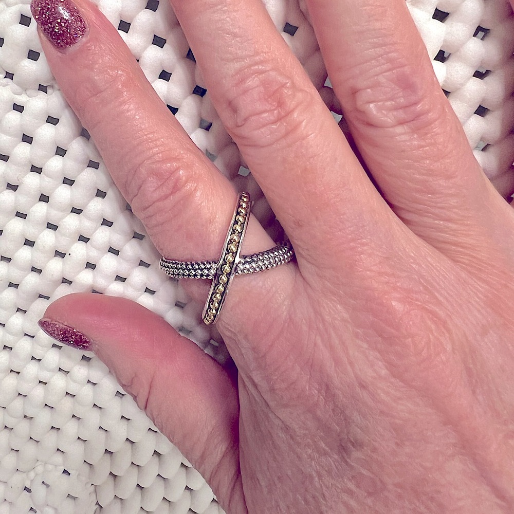 Lagos Two Tone X Beaded Ring